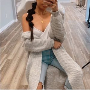 TOP SHOP GRAY RIBBED CARDIGAN XS (0/2)